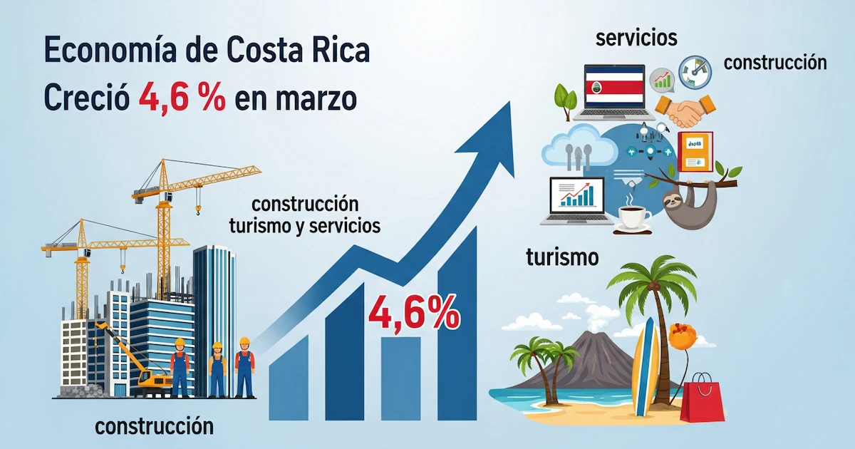 Costa Rica: Expansión económica del 4.6% en marzo impulsada por la construcción y el turismo