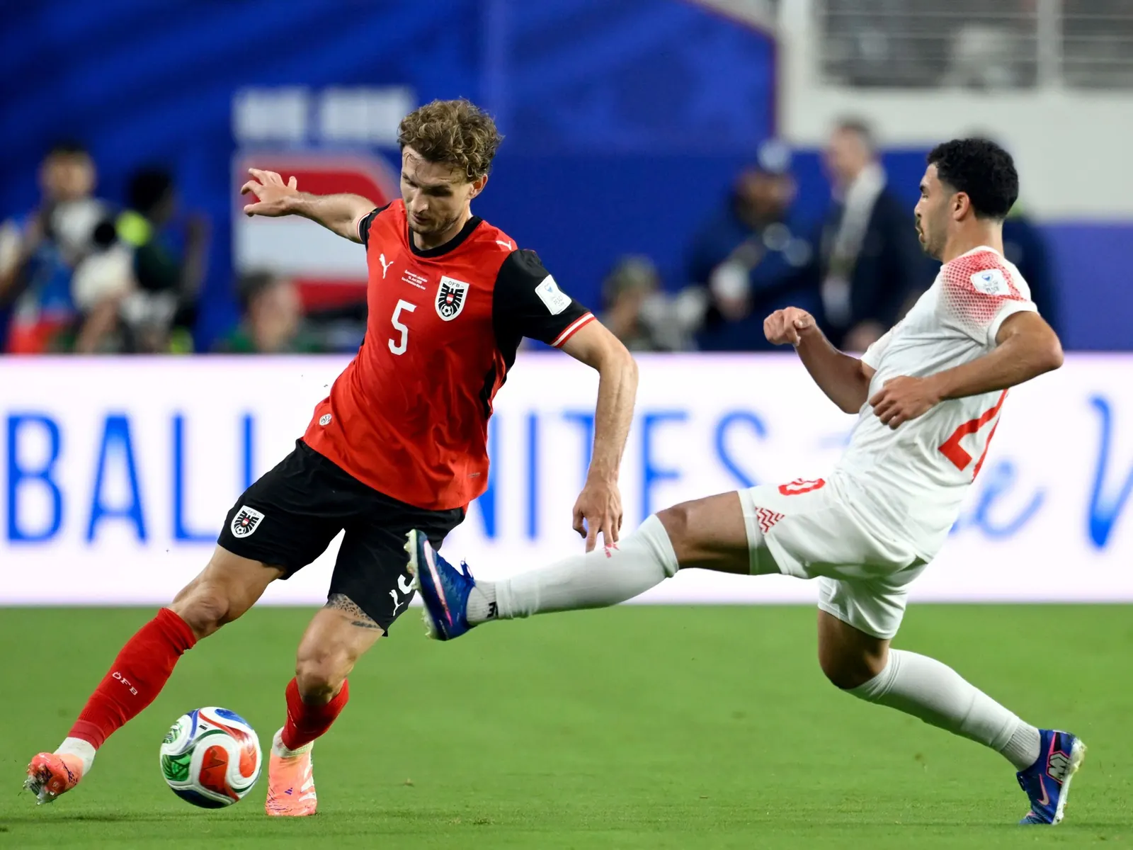 Jugador de la selección de Austria, Stefan Posch, durante un partido del Mundial 2026.
