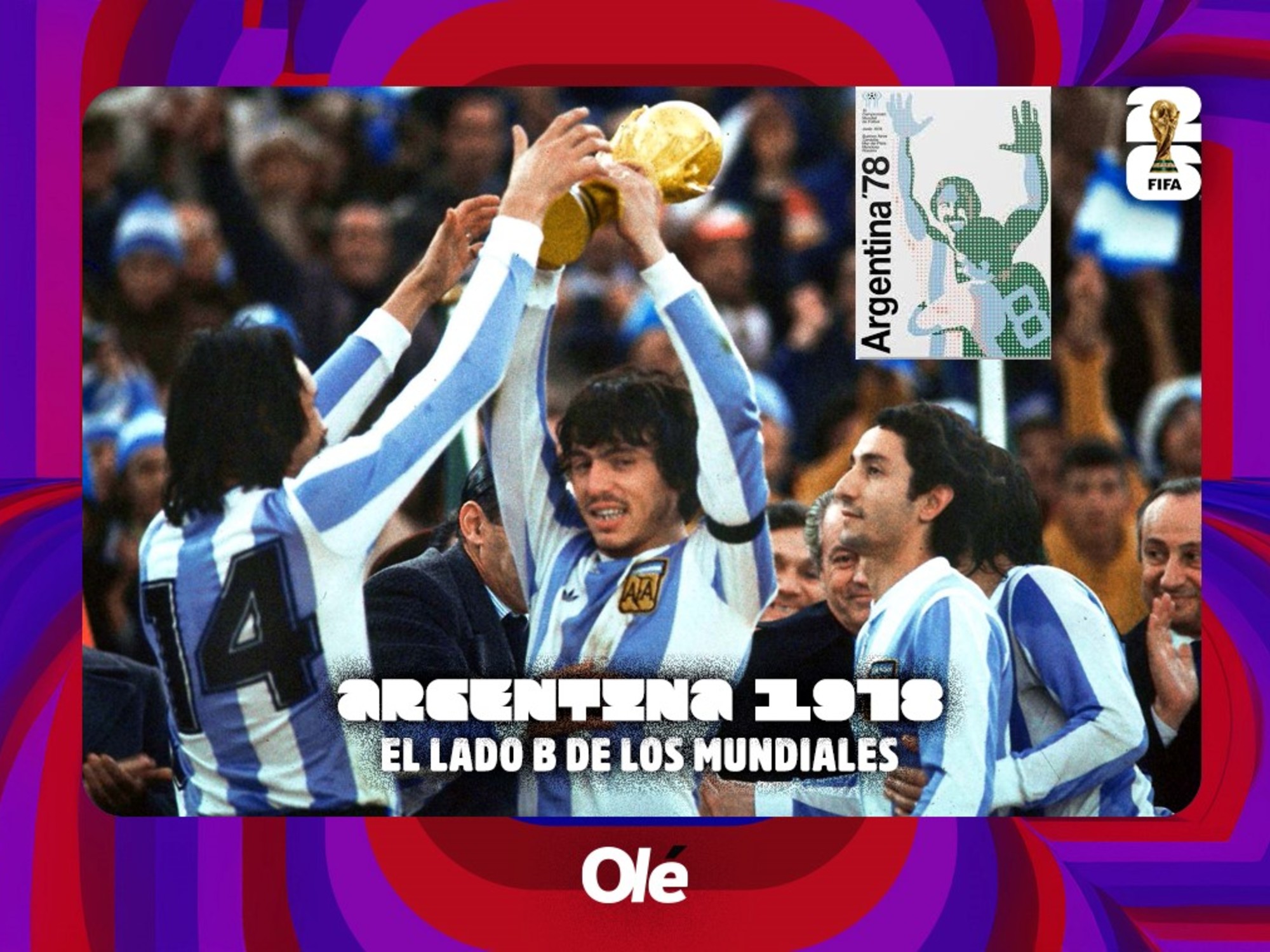Vista panorámica del Estadio Monumental repleto de hinchas durante un partido del Mundial 1978 en Argentina.