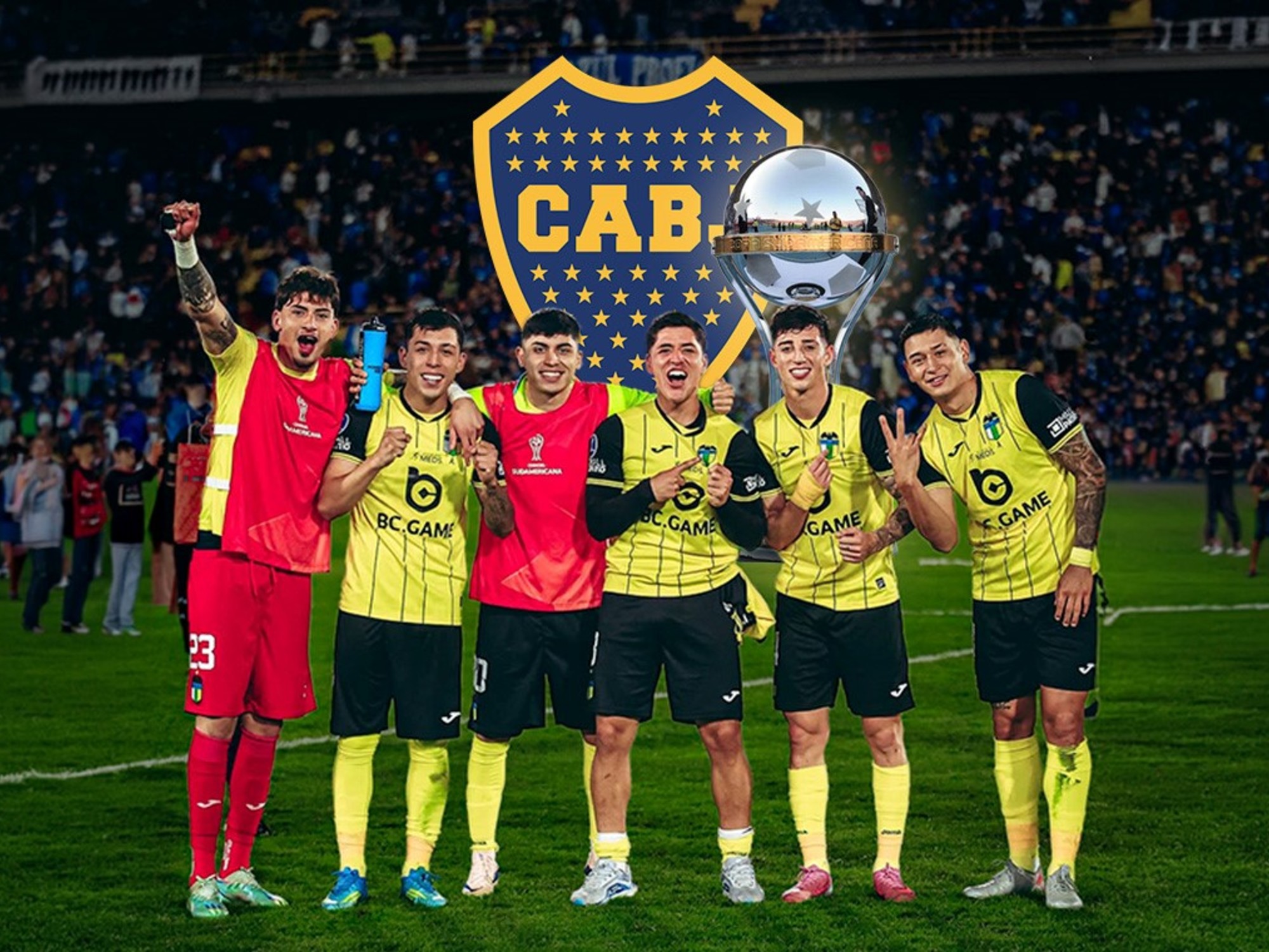Jugadores de Boca Juniors entrenando en un campo de juego.