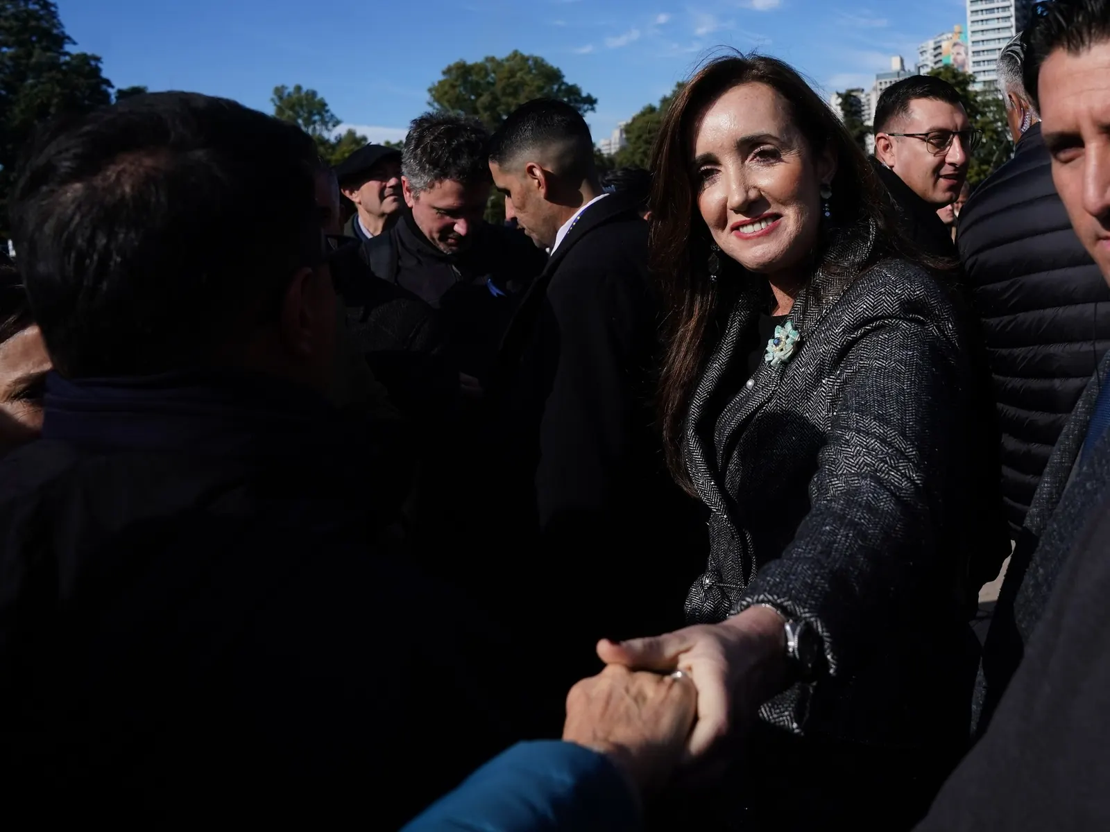 La vicepresidenta de Argentina, Victoria Villarruel, en una conferencia de prensa.