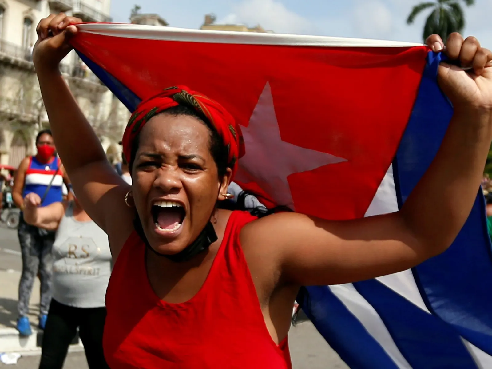 Manifestantes en La Habana, Cuba, durante las protestas del 11 de julio de 2021.