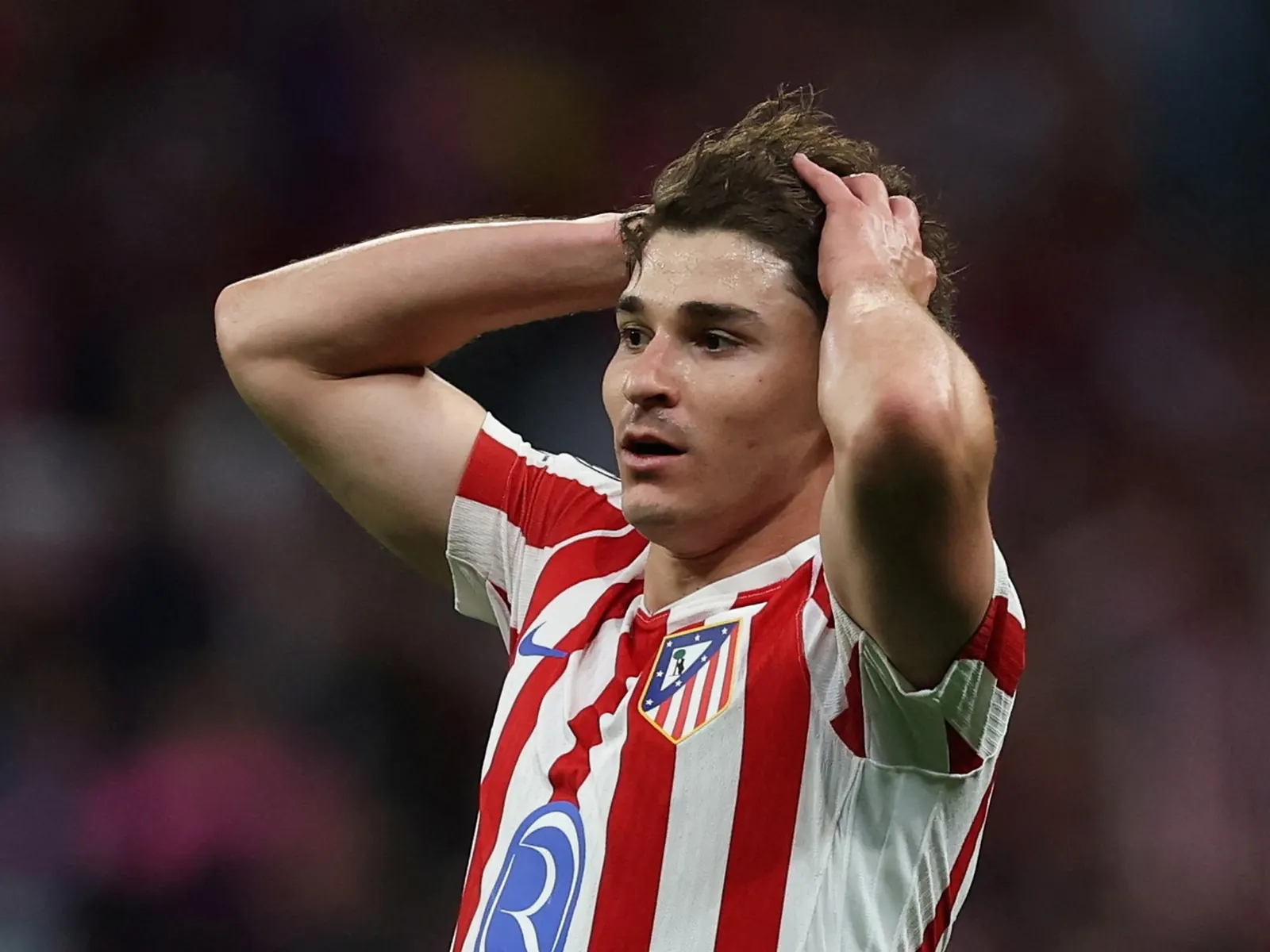 Julián Álvarez, delantero argentino, durante un partido con el Atlético de Madrid