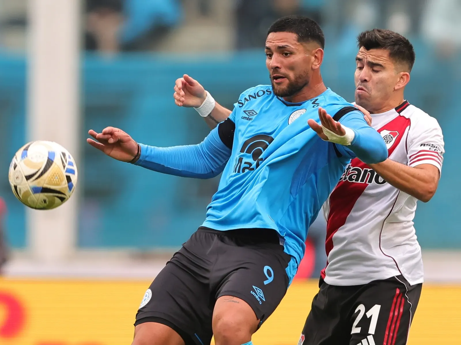 Lucas Passerini, delantero de Belgrano, durante un partido de la Liga Profesional Argentina