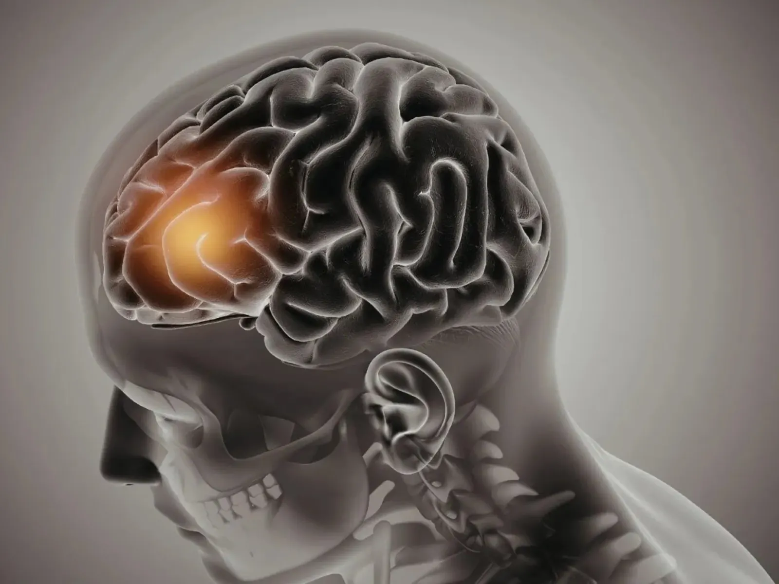 Representación artística de la red neuronal cerebral con la simbología de la inteligencia artificial indicando análisis de datos.