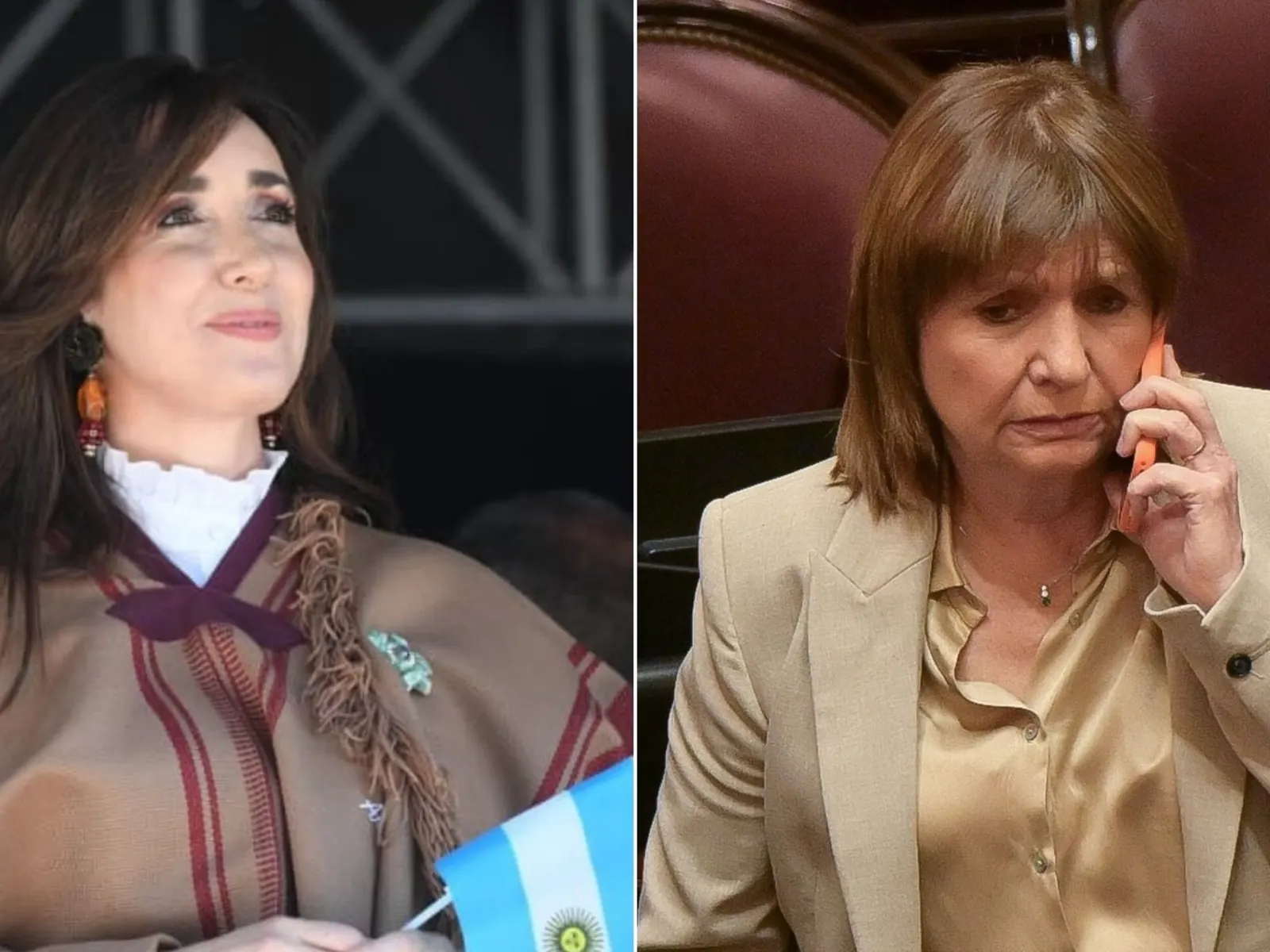 La vicepresidenta Victoria Villarruel y la senadora Patricia Bullrich durante una sesión en el Senado de Argentina.
