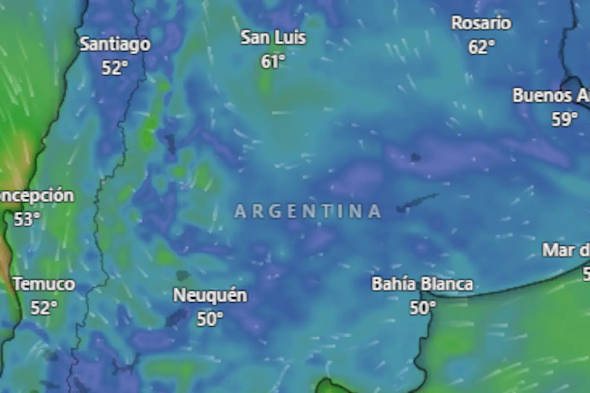 Mapa de alertas meteorológicas del SMN para el 2 de octubre de 2026 en Argentina, con provincias bajo alerta naranja y amarilla por tormentas y viento Zonda